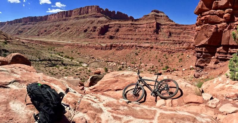 My mountain bike on a train in Moab.